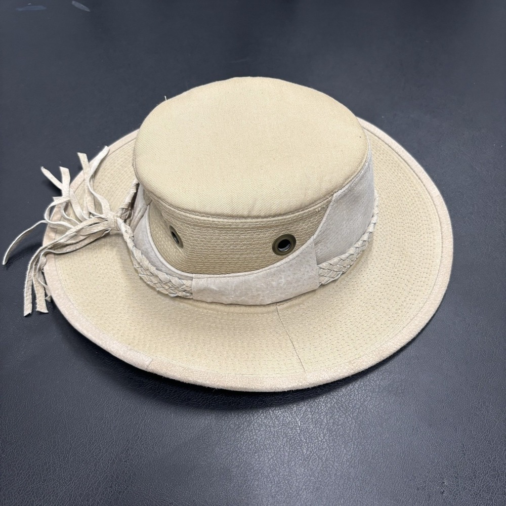 Unisex Outdoor Hat Dragon Size Large Leather‎ Vented Beige